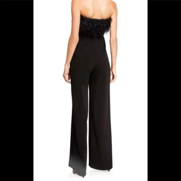 NEW JAYGODFEY Elaina black strapless feathers jumpsuit 4